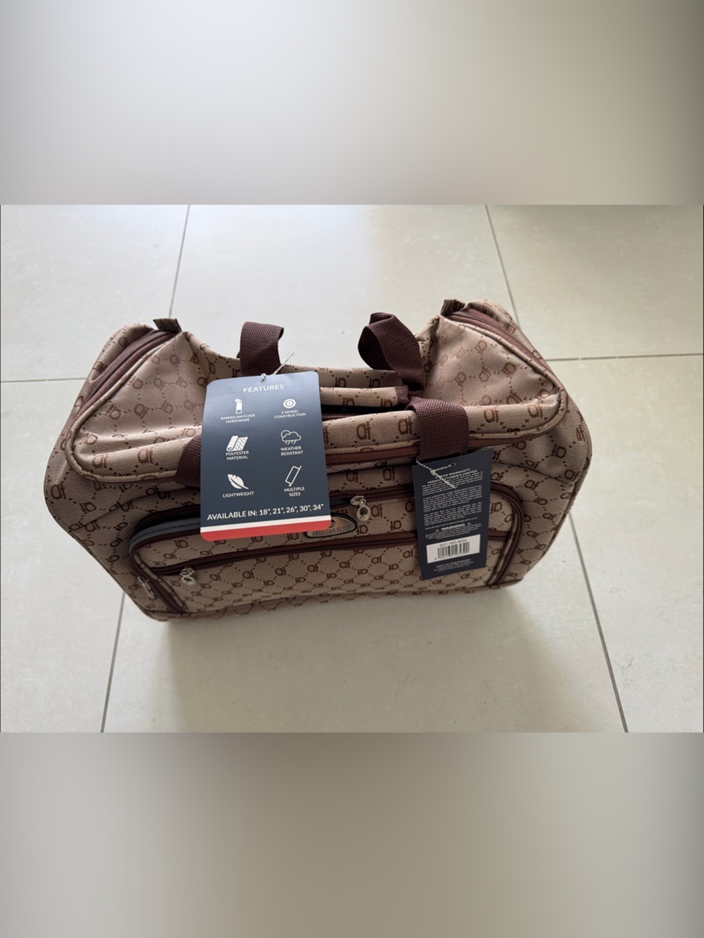 Men's Brown Monogram Toiletry Bag with Front Zip Pocket